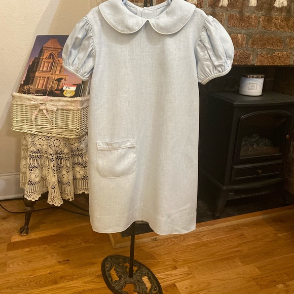 Vintage Cute As a Button Girls Linen Dress size 5 - Picture 7 of 16